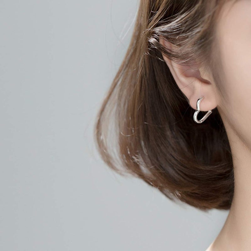 SLUYNZ Solid 925 Sterling Silver 1.6CM Heart Hoop Earrings for Women Teen Girls Minimalist Hoop Earrings Sweet Love Heart Earrings (A-Sterling Silver) - Image 2