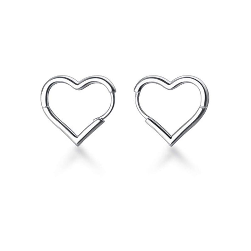 SLUYNZ Solid 925 Sterling Silver 1.6CM Heart Hoop Earrings for Women Teen Girls Minimalist Hoop Earrings Sweet Love Heart Earrings (A-Sterling Silver) - Image 1