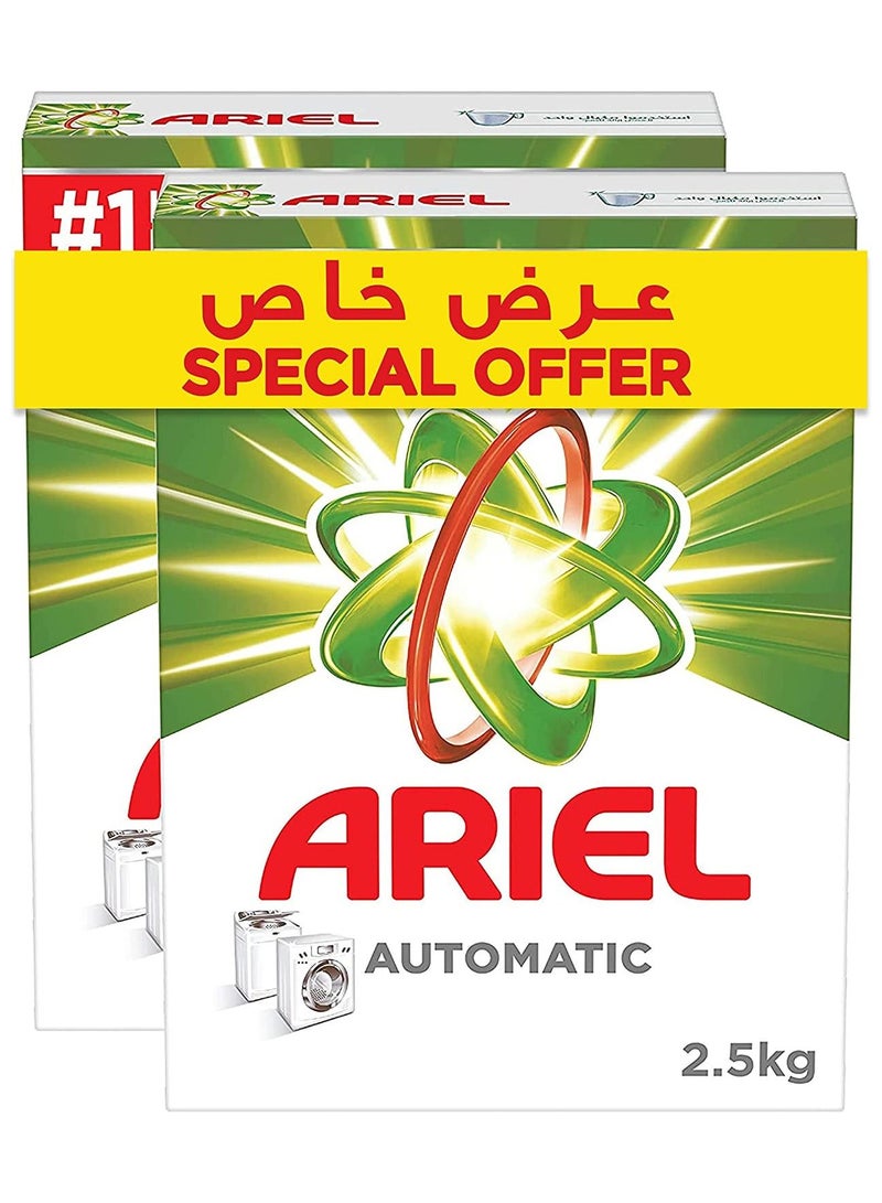 Ariel مسحوق غسيل الملابس الأوتوماتيكي، رائحة أصلية، غسيل نظيف خالٍ من البقع، مسحوق غسيل، عبوة مزدوجة، 2.5 كجم