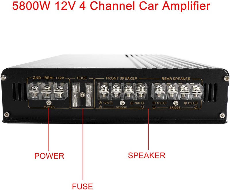 Yaeccc 5800W 12V 4 Channel Car Amplifier Stereo Audio Super Bass Power Subwoofer Amp - Image 4