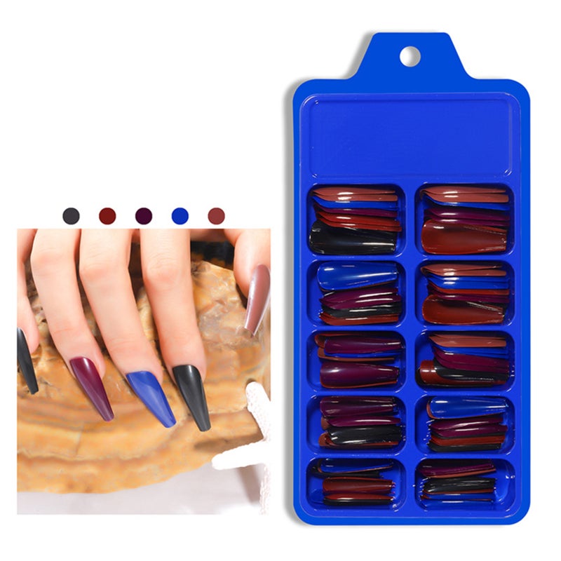 100PCS Fake Nails Tips Clear Acrylic Nail Tips Full Cover False Nail Artificial Nails Coffin Shaped Ballerina Nails Tips for Nail Salons and DIY Nail Art 13 Sizes - Image 1