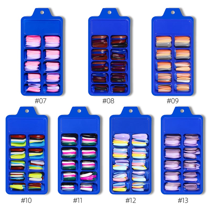 100PCS Fake Nails Tips Clear Acrylic Nail Tips Full Cover False Nail Artificial Nails Coffin Shaped Ballerina Nails Tips for Nail Salons and DIY Nail Art 13 Sizes - Image 4