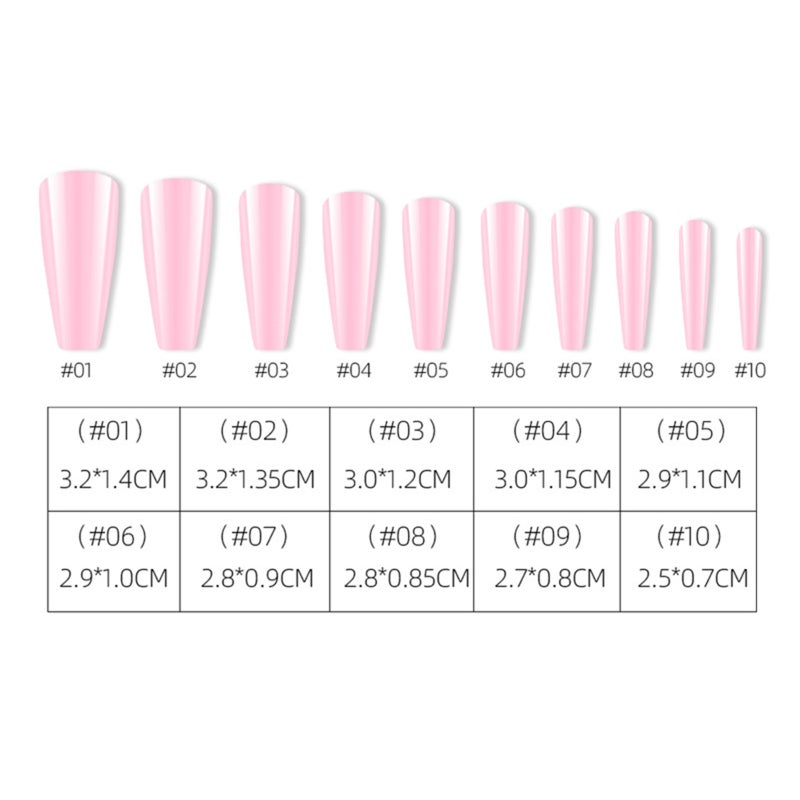 100PCS Fake Nails Tips Clear Acrylic Nail Tips Full Cover False Nail Artificial Nails Coffin Shaped Ballerina Nails Tips for Nail Salons and DIY Nail Art 13 Sizes - Image 5