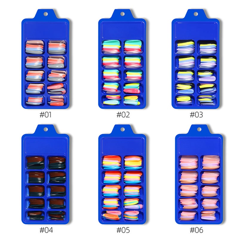 100PCS Fake Nails Tips Clear Acrylic Nail Tips Full Cover False Nail Artificial Nails Coffin Shaped Ballerina Nails Tips for Nail Salons and DIY Nail Art 13 Sizes - Image 3