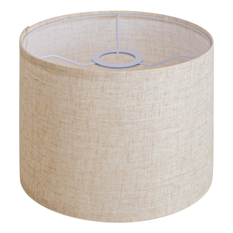 YoflowX Beige Linen Small Drum Lampshade, 8.66" Top x 8.66" Bottom x 7.87" High Lamp Shade, Lamp Shade Replacement for Table and Floor Lamps, Pendant Light, Handcrafted Lampshade, Easy Assembly - Image 1