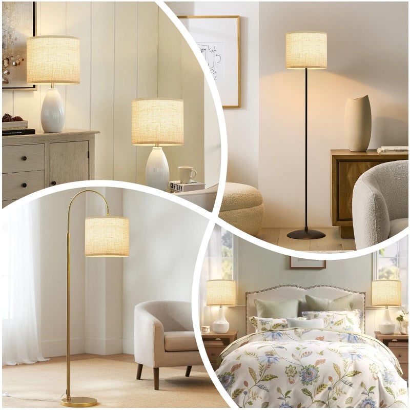 YoflowX Beige Linen Small Drum Lampshade, 8.66" Top x 8.66" Bottom x 7.87" High Lamp Shade, Lamp Shade Replacement for Table and Floor Lamps, Pendant Light, Handcrafted Lampshade, Easy Assembly - Image 5