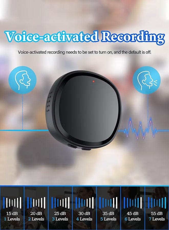 WALALLA Magnetic Voice Recorder 128G (1600 Hour) Recording Device MP3 Records with 70 Hours Battery Time, USB-C Audio Recorder for Work, Lectures, Meetings, Interviews - Image 2