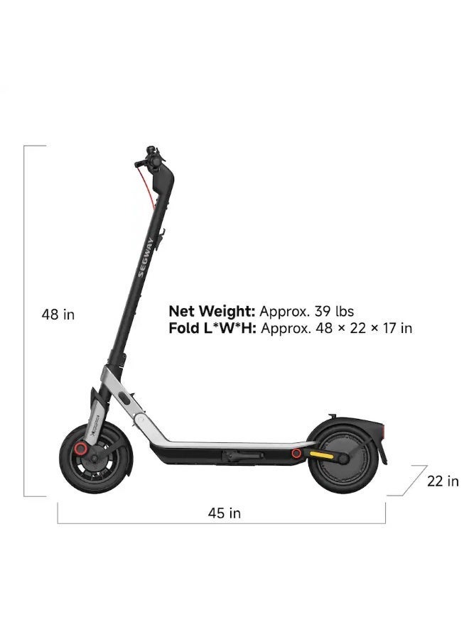 Segway-Ninebot سكوتر سيجواي ناينبوت E3 برو الكهربائي - قوة قصوى 800 واط، سرعة قصوى 32 كم/ساعة، مدى يصل إلى 46 كم، نظام تعليق مزدوج من الإيلاستومر، إطارات بدون أنابيب مقاس 10 بوصات، خاصية البحث عن الدعم من أبل، شاشة LED، مقاومة للماء بمعيار IPX5 - سكوتر كهربائي للتنقل في المدينة - Image 3