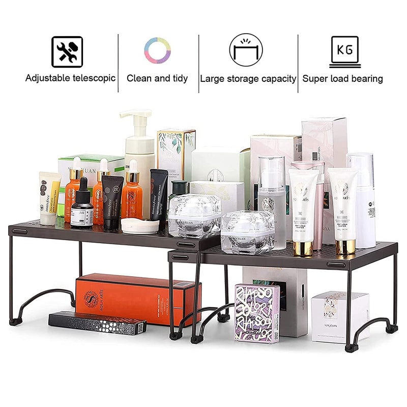 AMAZIO Iron Racks For Storage Multipurpose Organizer Storage Stand for Bathroom Accesssories Kitchen Cabinets Kitchen Shelf Dish Rack Organizer Countertops Dishes 125 x 9 - Image 3