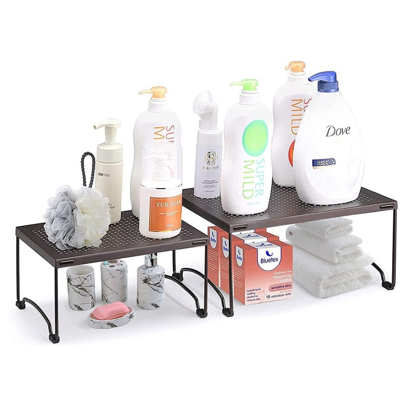 AMAZIO Iron Racks For Storage Multipurpose Organizer Storage Stand for Bathroom Accesssories Kitchen Cabinets Kitchen Shelf Dish Rack Organizer Countertops Dishes 125 x 9 - Image 1