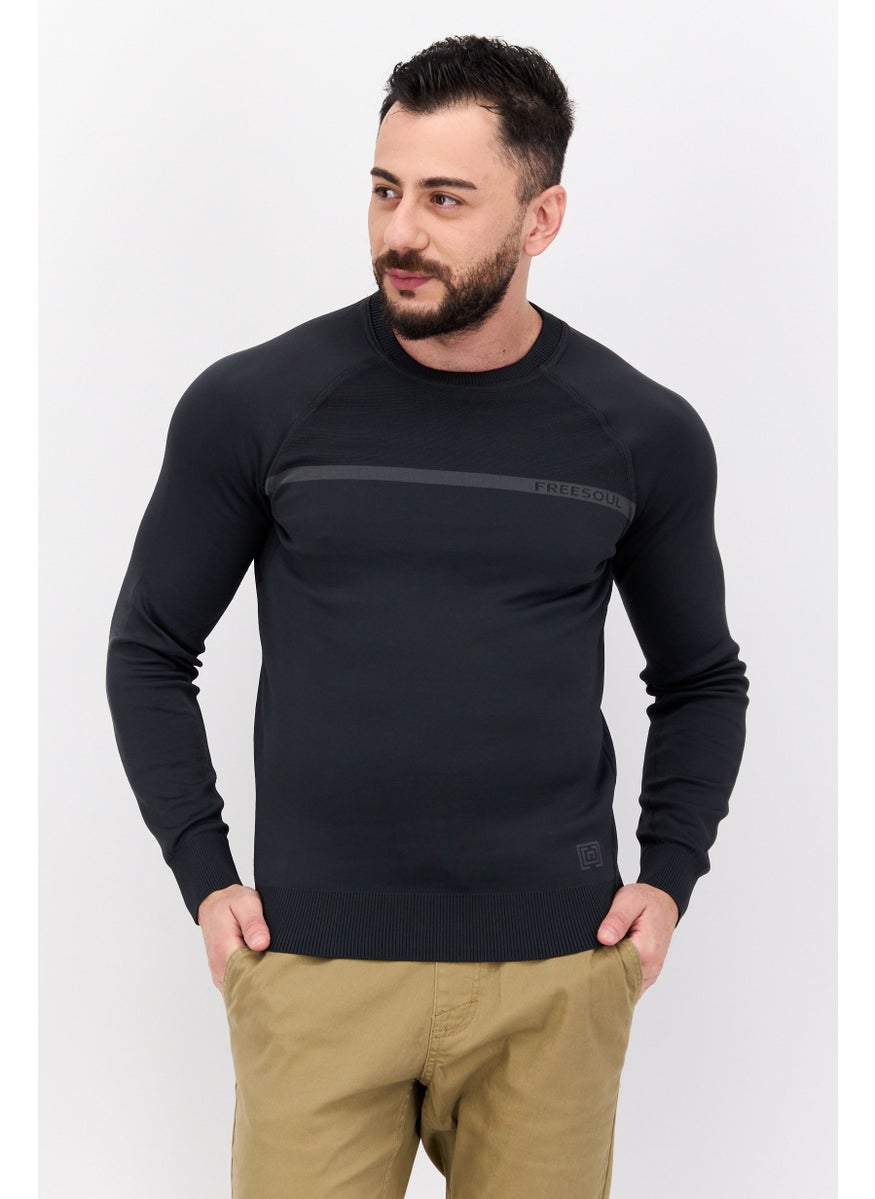 Men Crew Neck Long Sleeves Brand Logo Sweatshirt, Charcoal Grey - pzsku/ZC089F28B4B8A6A91D6DEZ/45/_/1737642215/fca064c6-b4c1-4620-84f1-11fca0d43434