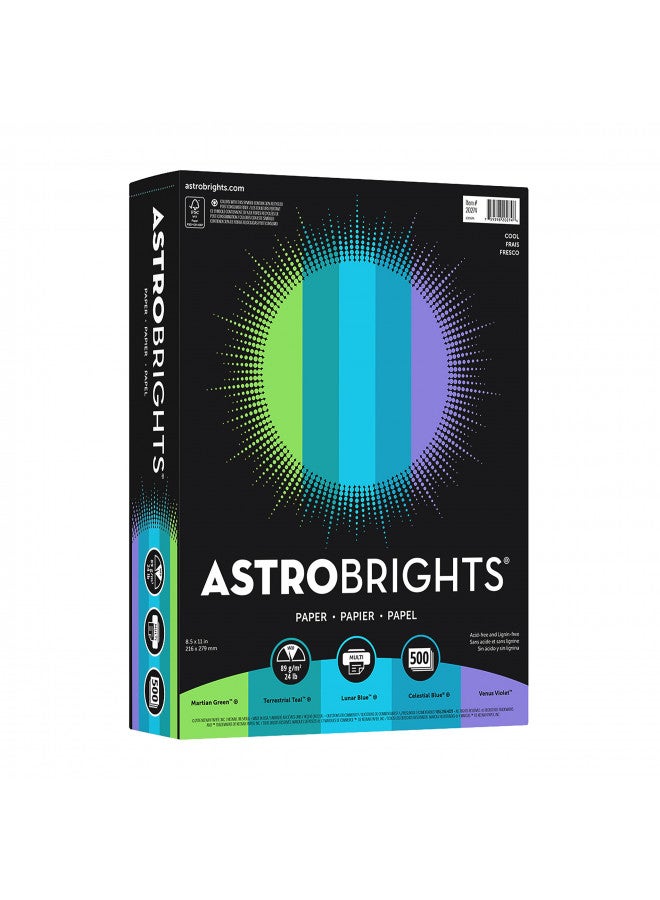 Astrobrights Color Paper - "Cool" Assortment, 24 lb Bond Weight, 8.5 x 11, Assorted Cool Colors, 500/Ream - Image 1