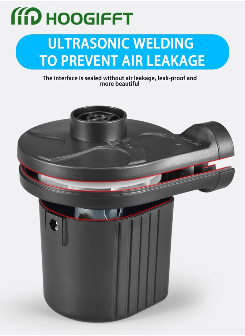 HOOGIFFT - Air Pump，Electric Air Mattress Pump，Air Pump With 3 Air Nozzles,Electric Air Mattress Portable Camping Pump 2 In 1 Quick Inflate Deflate,Quick-Fill Portable Air Pump，Perfect Inflator/Deflator Pumps for Outdoor Camping, Inflatable Cushions, Air Mattress Beds, Boats - Image 1