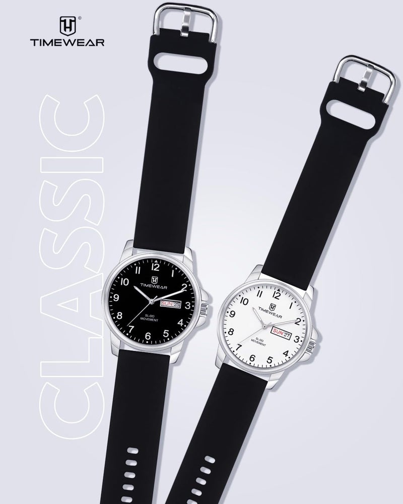 TIMEWEAR Analog New Track Number Dial, Day Date Functioning, Black Silicone Strap Watch for Men - Image 3