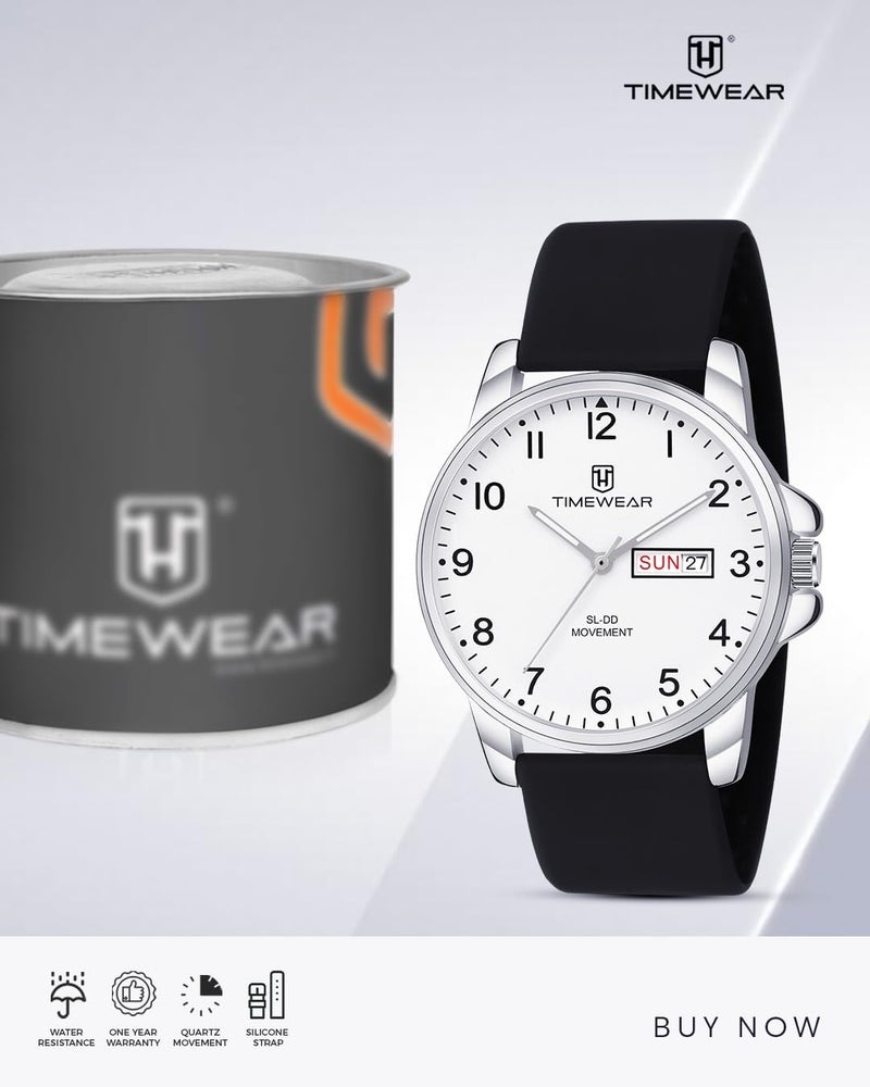 TIMEWEAR Analog New Track Number Dial, Day Date Functioning, Black Silicone Strap Watch for Men - Image 2