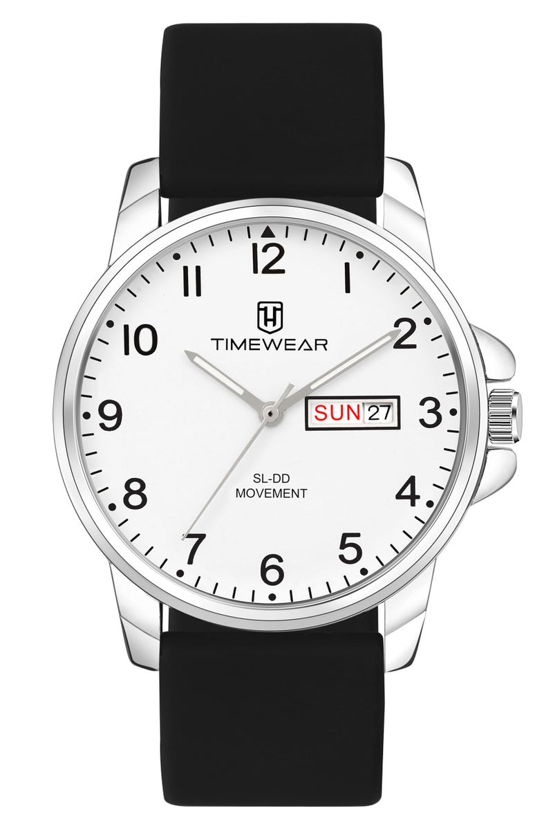 TIMEWEAR Analog New Track Number Dial, Day Date Functioning, Black Silicone Strap Watch for Men - Image 4