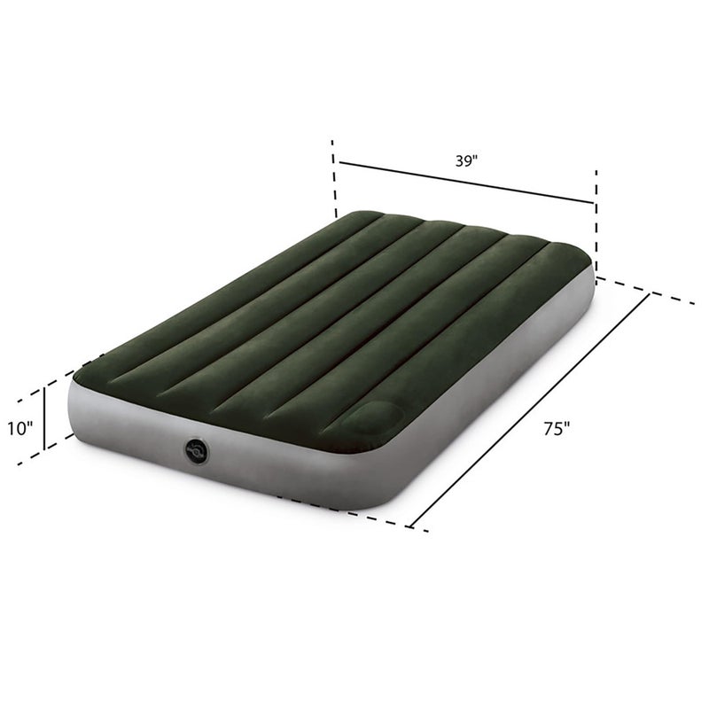 Intex 64761E Dura-Beam Standard Downy Air Mattress: Fiber-Tech â€“ Twin Size â€“ Built-in Foot Pump â€“ 10in Bed Height â€“ 300lb Weight Capacity - Image 3