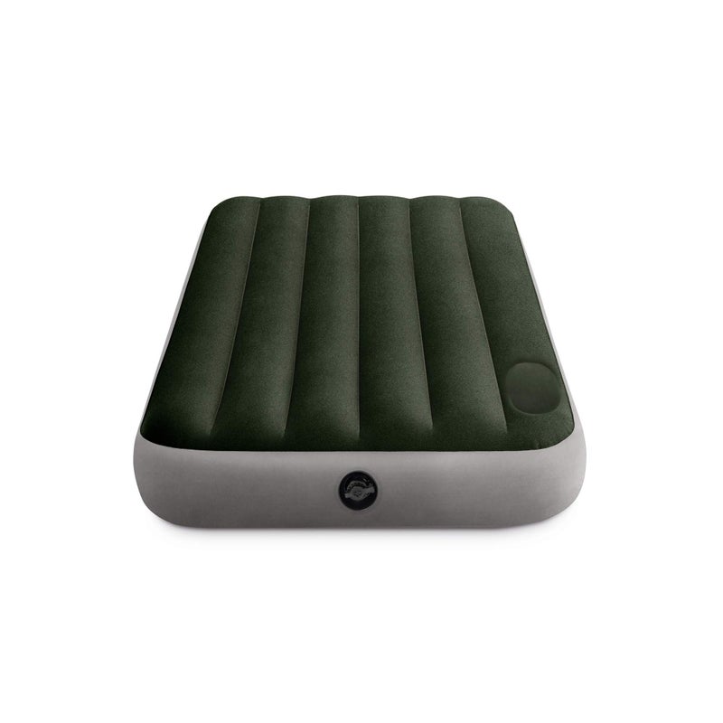 Intex 64761E Dura-Beam Standard Downy Air Mattress: Fiber-Tech â€“ Twin Size â€“ Built-in Foot Pump â€“ 10in Bed Height â€“ 300lb Weight Capacity - Image 1