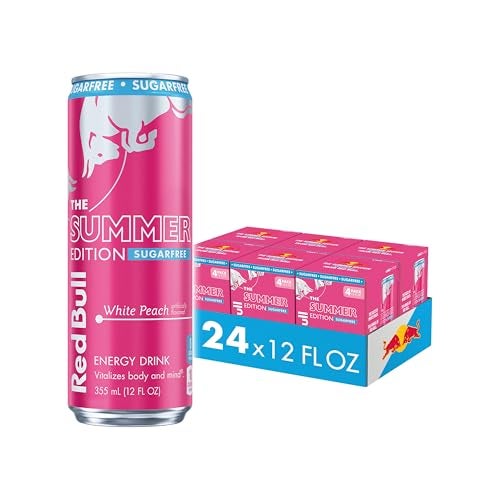 Red Bull Sugar-Free White Peach Summer Edition Energy Drink, with 114mg Caffeine plus Taurine & B Vitamins, 12 Fl Oz, 6 Packs of 4 Cans (Pack of 24) - Image 1