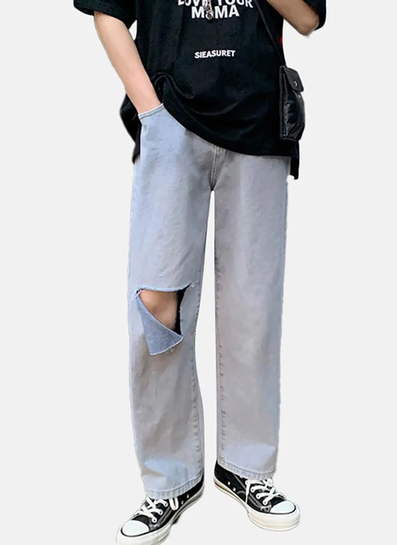 يونيكي Blue Solid Mid Rise Relaxed Fit Jeans