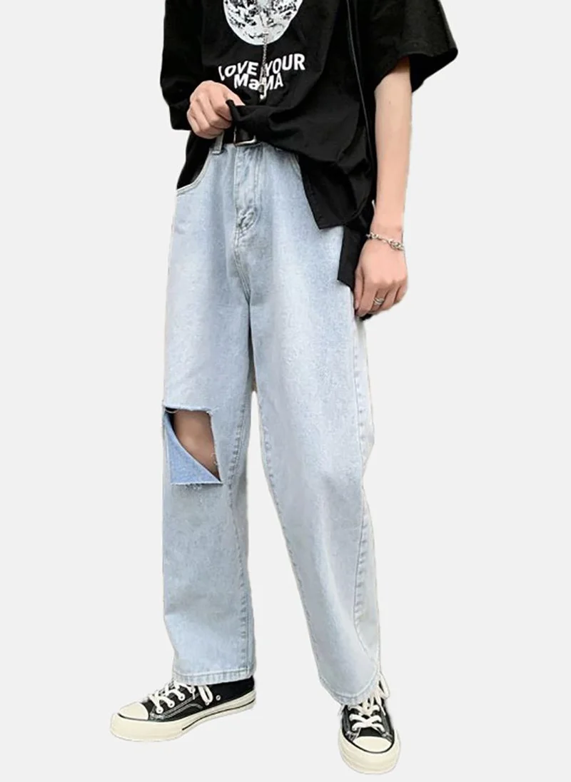 يونيكي Blue Solid Mid Rise Relaxed Fit Jeans