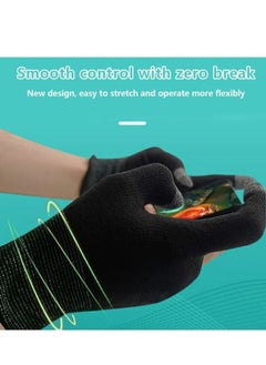 FlyDigi E-Sports Gaming Gloves Finger Sleeves Anti-Sweat Breathable Thumb for Highly Sensitive Nano-Silver Fiber Material and Nylon PUBG Mobile Phone Games Accessories (Black)  - Image 2