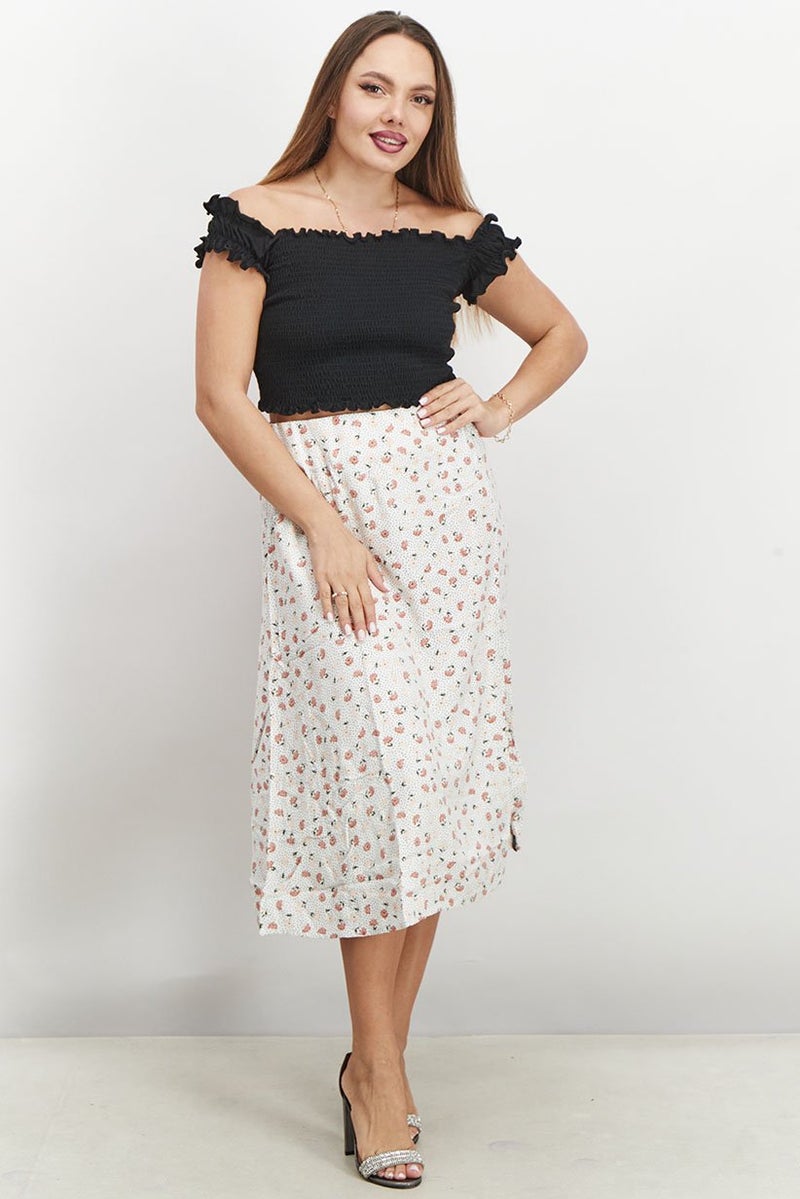 rvca Women Floral Print Midi Skirt, Multicolor - Image 3