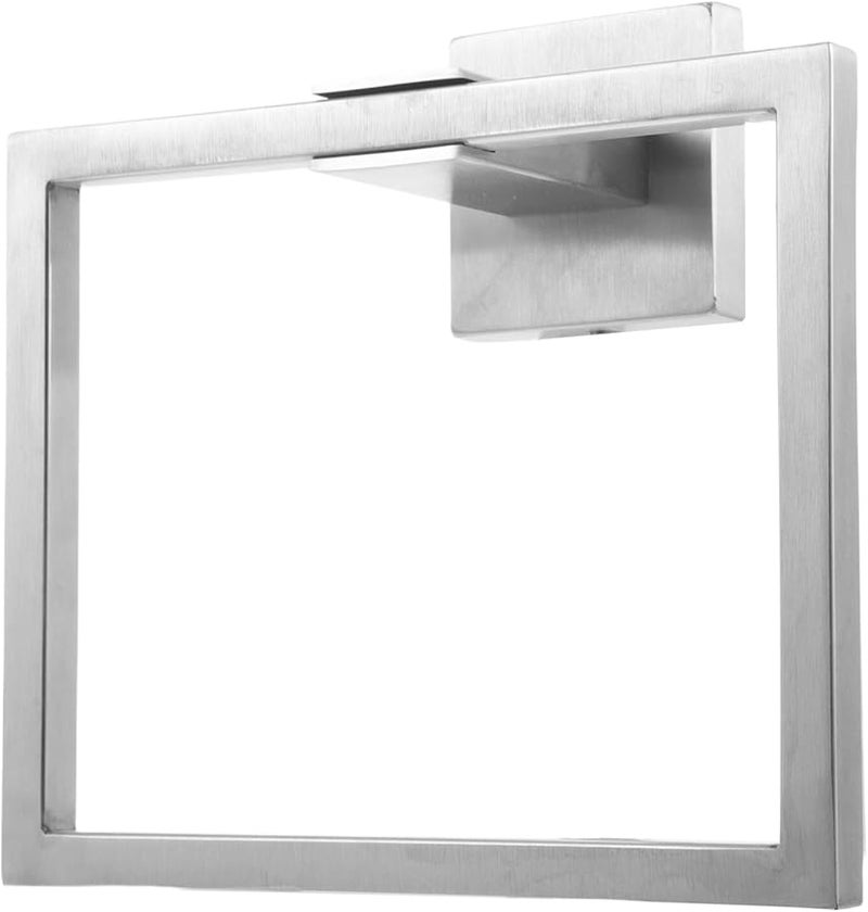 Brushed Stainless Steel Square Wall Mounted Towel Holder Ring For Bathroom Kitchen - Image 1