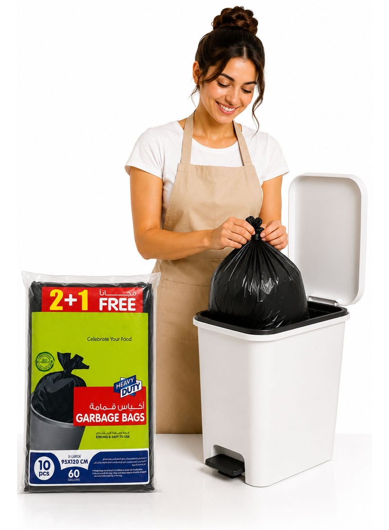 X-Large Garbage Bags 60 Gallon, 30 Pieces, 95 × 120cm Heavy Duty Biodegradable Black Trash Bags, Strong Flat Bin Liners for Home, Office, Commercial & Outdoor Waste Disposal - Image 1
