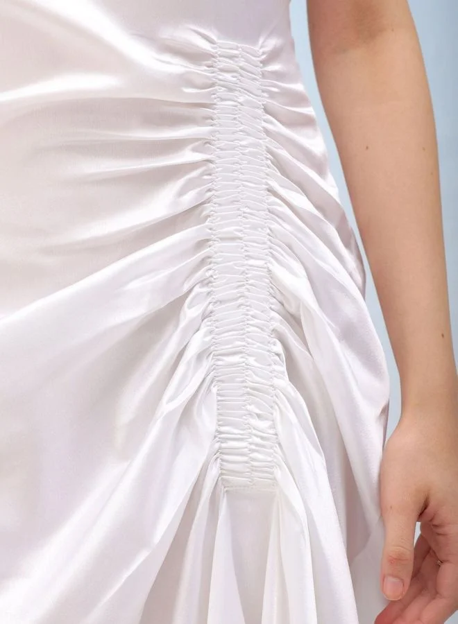 Freehand  Women Straight Fit Solid Round Neck Short Sleeve Asymmetric Dress for Women | Best Price UAE