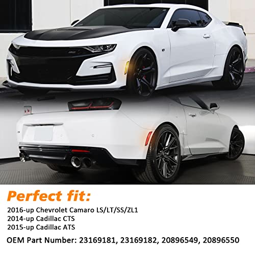 Bestview Smoked LED Side Marker Lights for Chevy Camaro 2016 2017 2018 2019 2020 2021, 2014-up Cadillac CTS, 2015-up Cadillac ATS, 6th Gen Camaro Front Rear Bumper Side markers,Amber&Red，4 PCS - Image 2