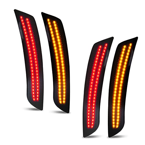 Bestview Smoked LED Side Marker Lights for Chevy Camaro 2016 2017 2018 2019 2020 2021, 2014-up Cadillac CTS, 2015-up Cadillac ATS, 6th Gen Camaro Front Rear Bumper Side markers,Amber&Red，4 PCS - Image 1