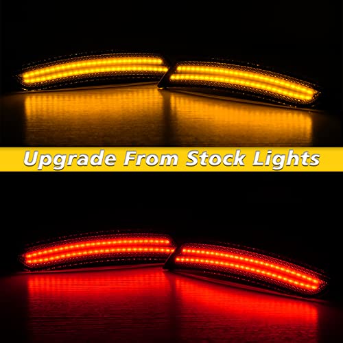 Bestview Smoked LED Side Marker Lights for Chevy Camaro 2016 2017 2018 2019 2020 2021, 2014-up Cadillac CTS, 2015-up Cadillac ATS, 6th Gen Camaro Front Rear Bumper Side markers,Amber&Red，4 PCS - Image 3