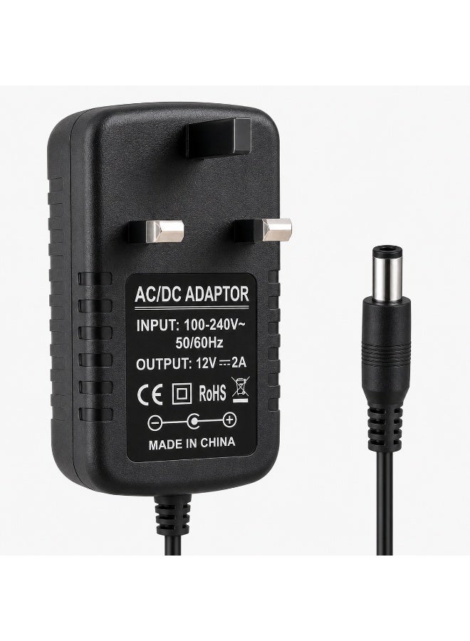 Circuit Green 12V 2A Power Adapter UK Plug, 100–240V AC to 12V DC 24W Charger, 5.5×2.5mm Barrel Connector, Center Positive, 1m Cable for CCTV Security Cameras, LED Strips, Routers & Monitors - Image 1