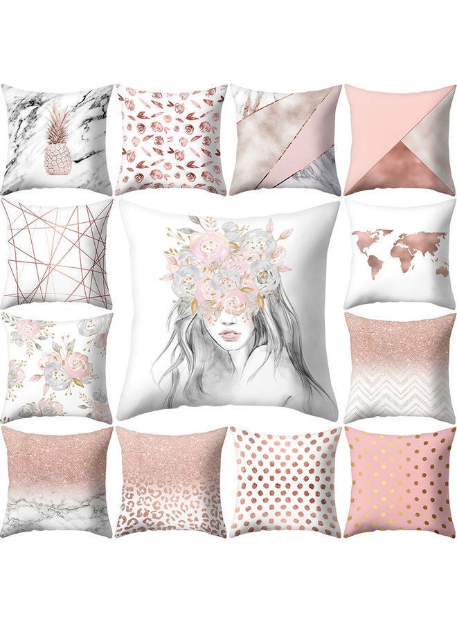 NIBEMINENT 4-Piece Leaves And Flower Printed Pillow Cover Set Multicolour - Image 2