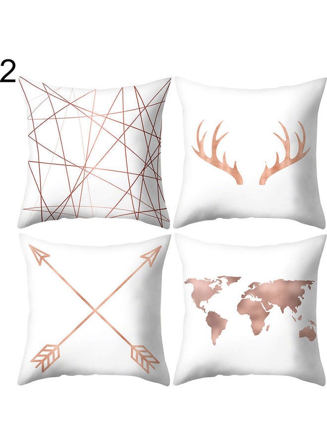 NIBEMINENT 4-Piece Leaves And Flower Printed Pillow Cover Set Multicolour - Image 1