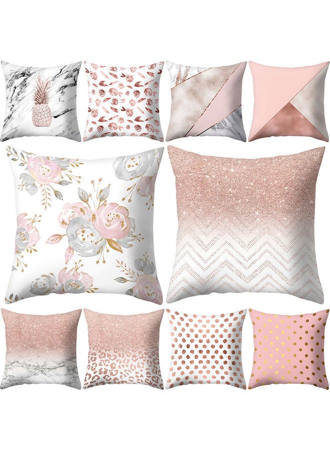 NIBEMINENT 4-Piece Leaves And Flower Printed Pillow Cover Set Multicolour - Image 4
