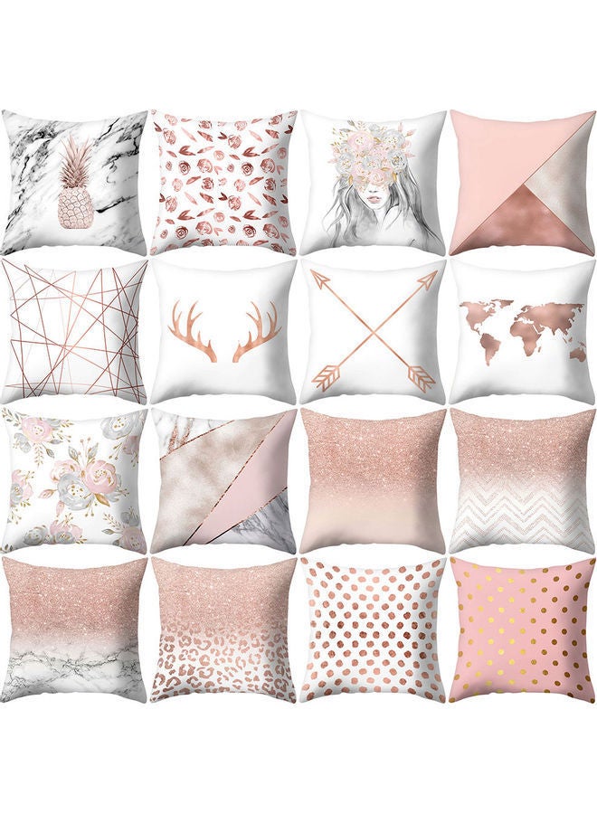 NIBEMINENT 4-Piece Leaves And Flower Printed Pillow Cover Set Multicolour - Image 3