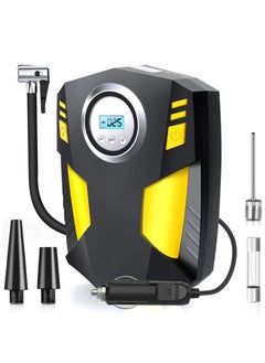 Digital Tyre Inflator 12V, Portable Air Compressor Car Tyre Pump 150PSI Rapid Car Tyre Inflator Air Pump with 30L/Min Air Flow, 3 Nozzle Adaptors and Digital LED Light
