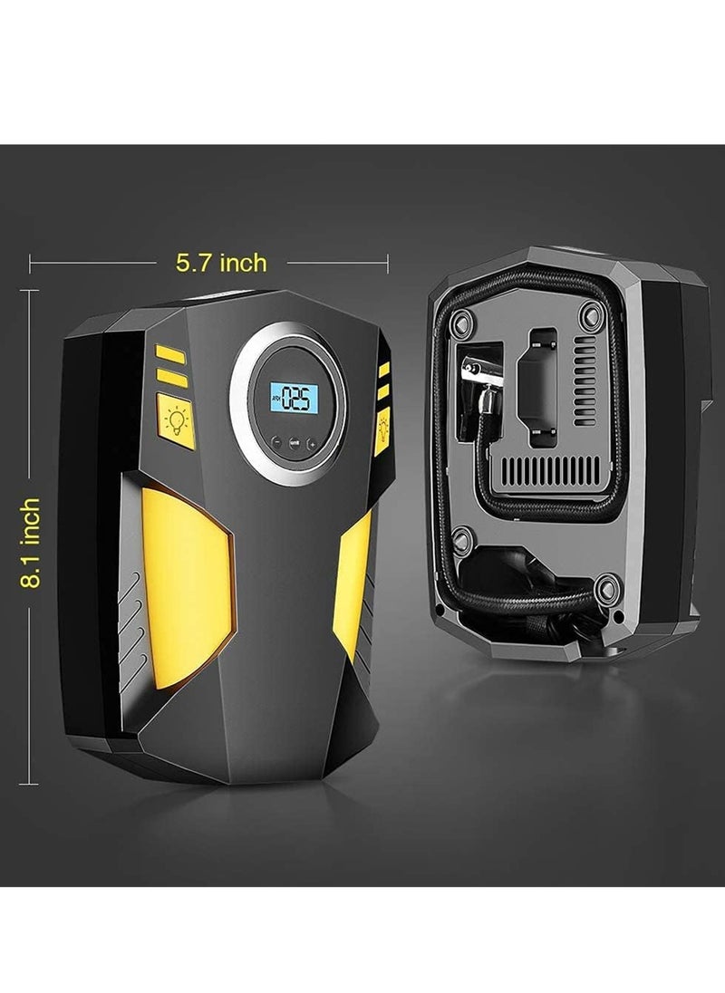 EHOME - Digital Tyre Inflator 12V, Portable Air Compressor Car Tyre Pump 150PSI Rapid Car Tyre Inflator Air Pump with 30L/Min Air Flow, 3 Nozzle Adaptors and Digital LED Light - Image 1