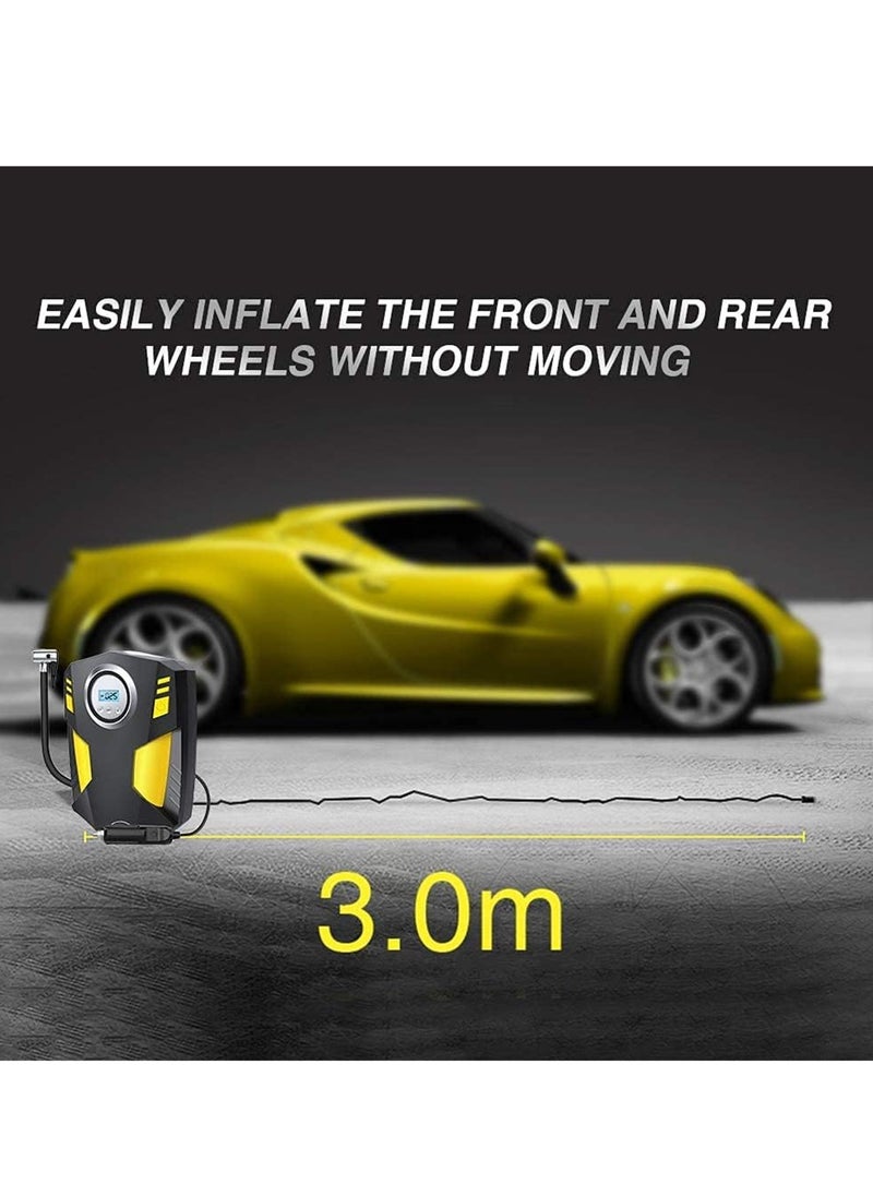 EHOME - Digital Tyre Inflator 12V, Portable Air Compressor Car Tyre Pump 150PSI Rapid Car Tyre Inflator Air Pump with 30L/Min Air Flow, 3 Nozzle Adaptors and Digital LED Light - Image 1