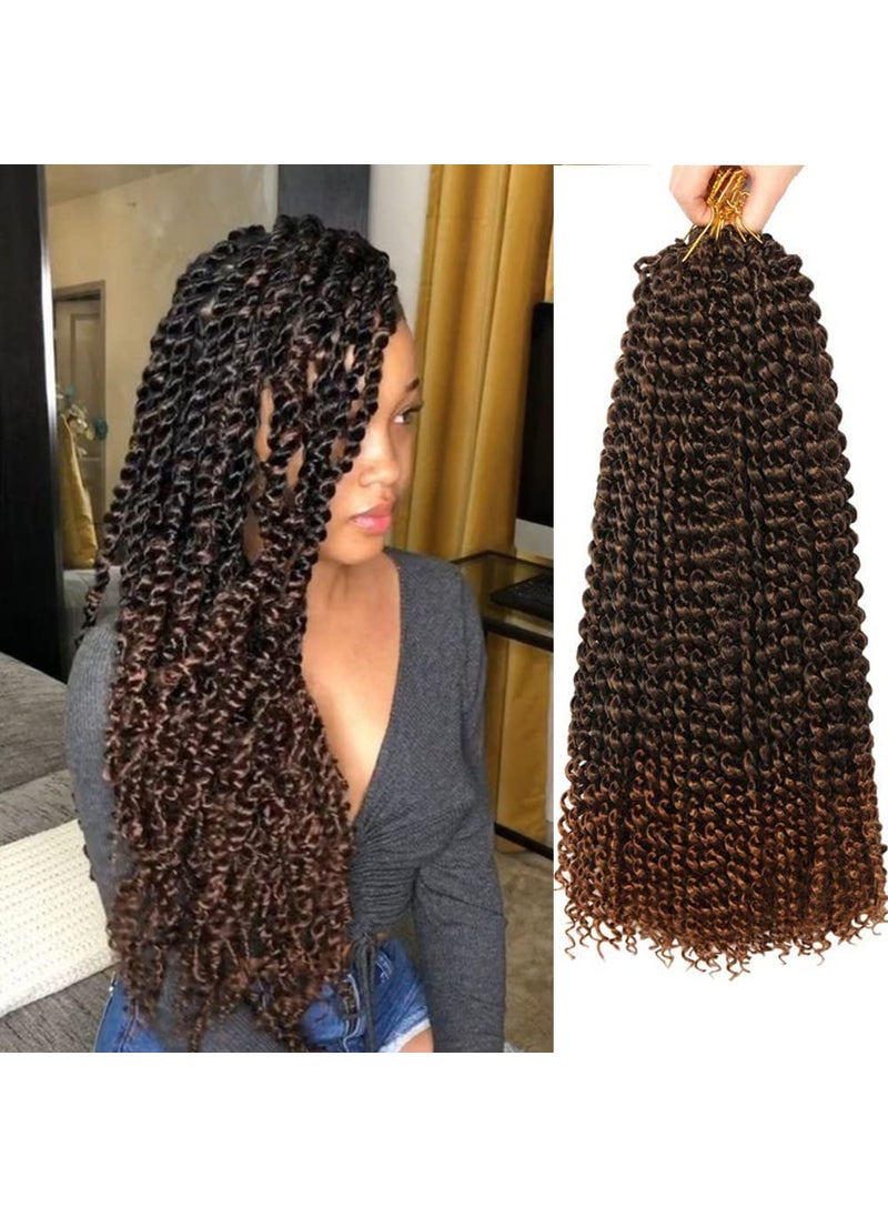 ShowCoco 2 Packs Passion Twist Hair 18 Inch Passion Twist Crochet Hair For Black Women Water Wave Crochet Braiding Hair Extensions 18 Inch 1B30 