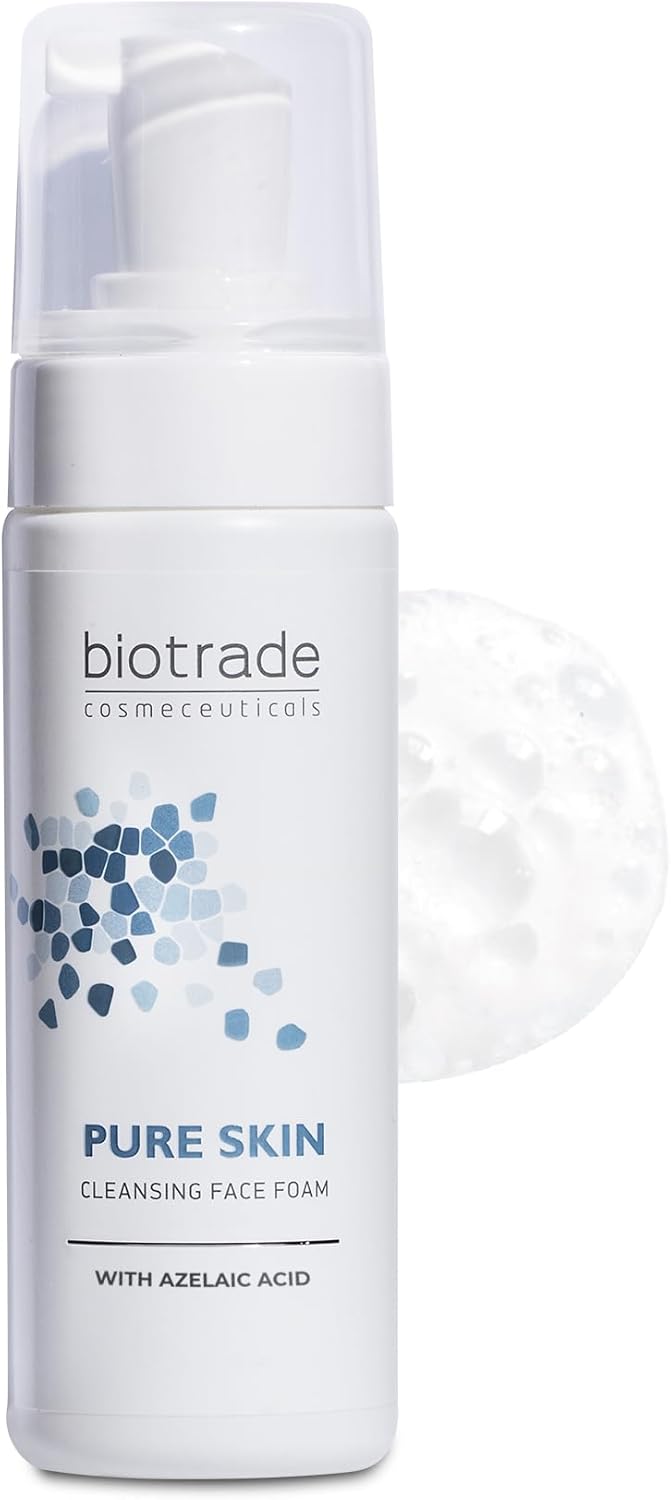 Biotrade Pure Skin Cleansing Face Foam with Azelaic Acid Deep Pore Facial Cleanser that Controls Blackheads Gentle Face Wash for All Skin Types 150 mL