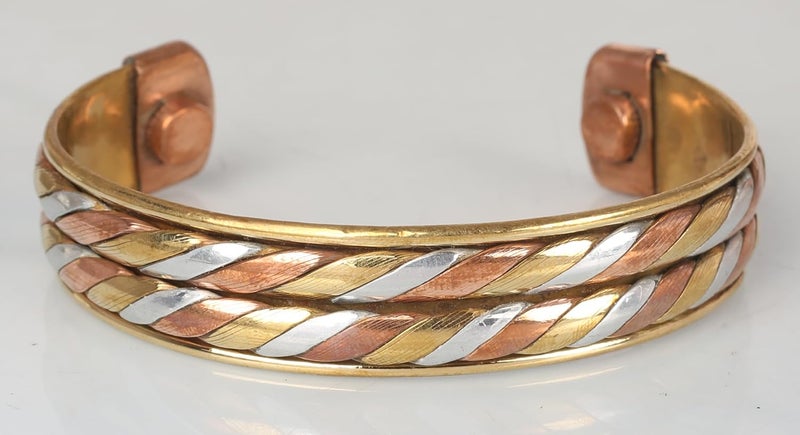 Touchstone copper bracelets | gift for men women |adjustable 100% pure solid real magnetic jewelry | handmade bracelet set combo | rope braided tibetan bangles. - Image 4
