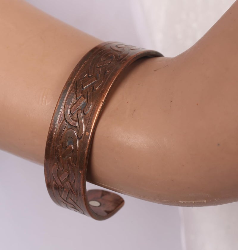 Touchstone copper bracelets | gift for men women |adjustable 100% pure solid real magnetic jewelry | handmade bracelet set combo | rope braided tibetan bangles. - Image 3