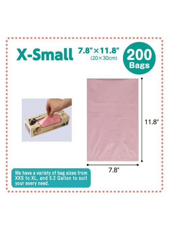 بوس أكياس BOS المذهلة للتخلص من الروائح الكريهة، للتخلص من حفاضات الأطفال أو نفايات الحيوانات الأليفة أو أي منتج صحي - متينة وغير معطرة [المقاس: XS، اللون: وردي] (200 كيس، عبوة من قطعة واحدة) (200 كيس) - Image 3