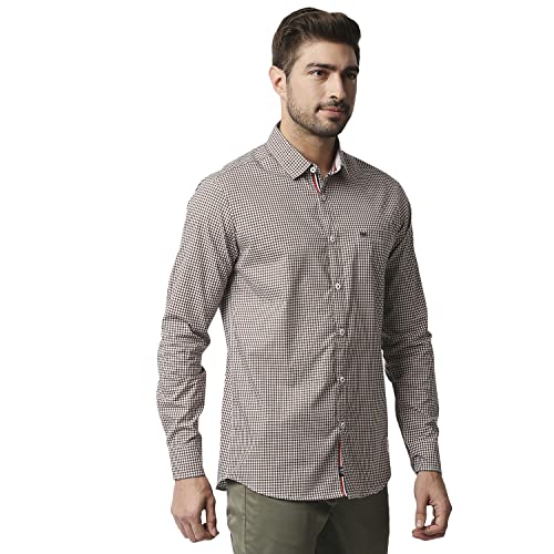 Thomas Scott Mens | Full Sleeve | Checks Printed | Regular Fit | 100% Cotton | Spread Collar | Casual | Shirt (Coffee_S) - Image 5
