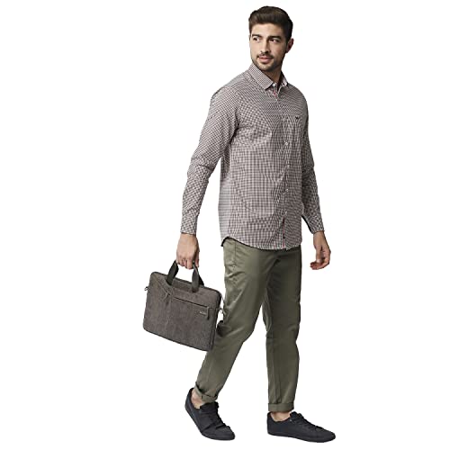 Thomas Scott Mens | Full Sleeve | Checks Printed | Regular Fit | 100% Cotton | Spread Collar | Casual | Shirt (Coffee_S) - Image 2