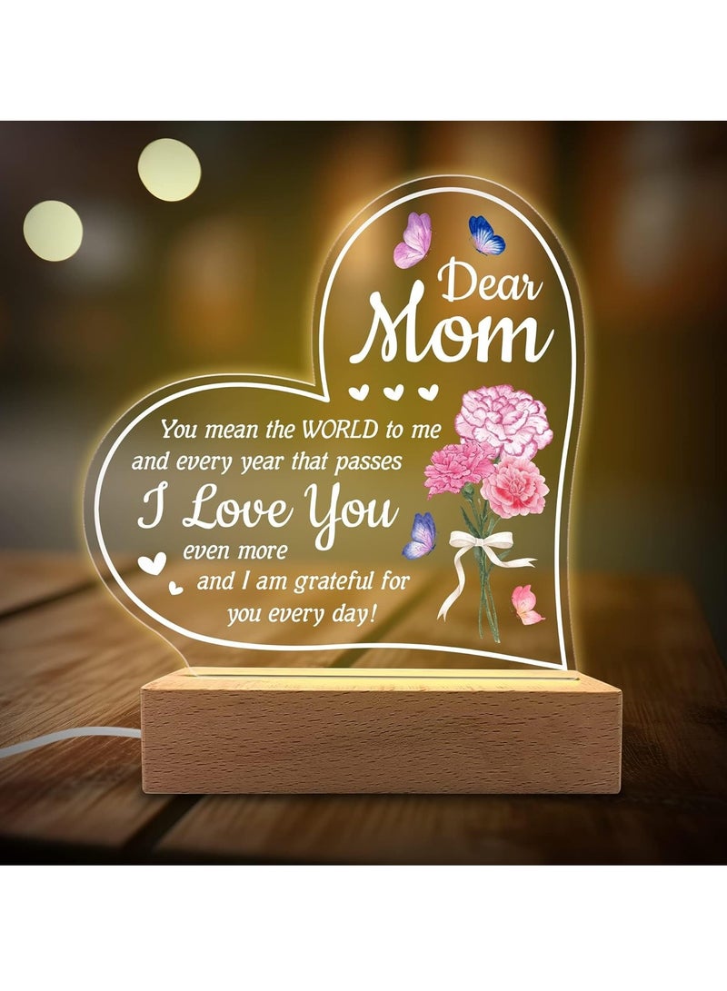 KASTWAVE Acrylic Night Light 'You Mean The World to Me' - Rechargeable Lamp for Mother's Day - Touch Sensor, Soft Ambient Lighting Gift  - Image 1
