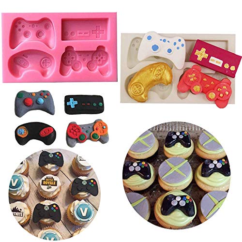 HiParty 2Pcs Game Controller Cake Fondant Mold - Video Game Gamepad Silicone Chocolate Candy Mold for Cupcake Topper Decoration Game Theme Party Ideas Favors Supplies - Image 1
